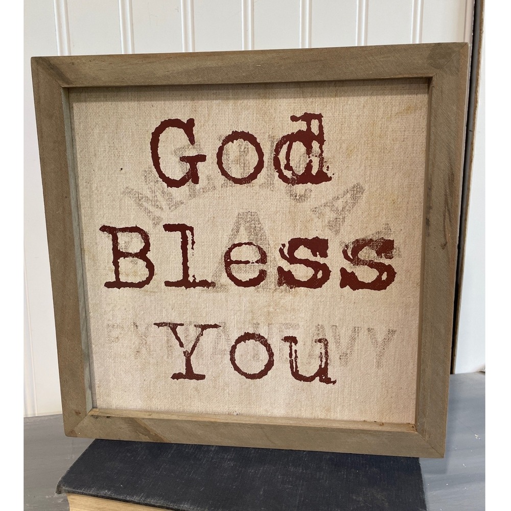 The Hearthside Collection God Bless You Wood Framed Rustic Wall Art 10x10 Sign